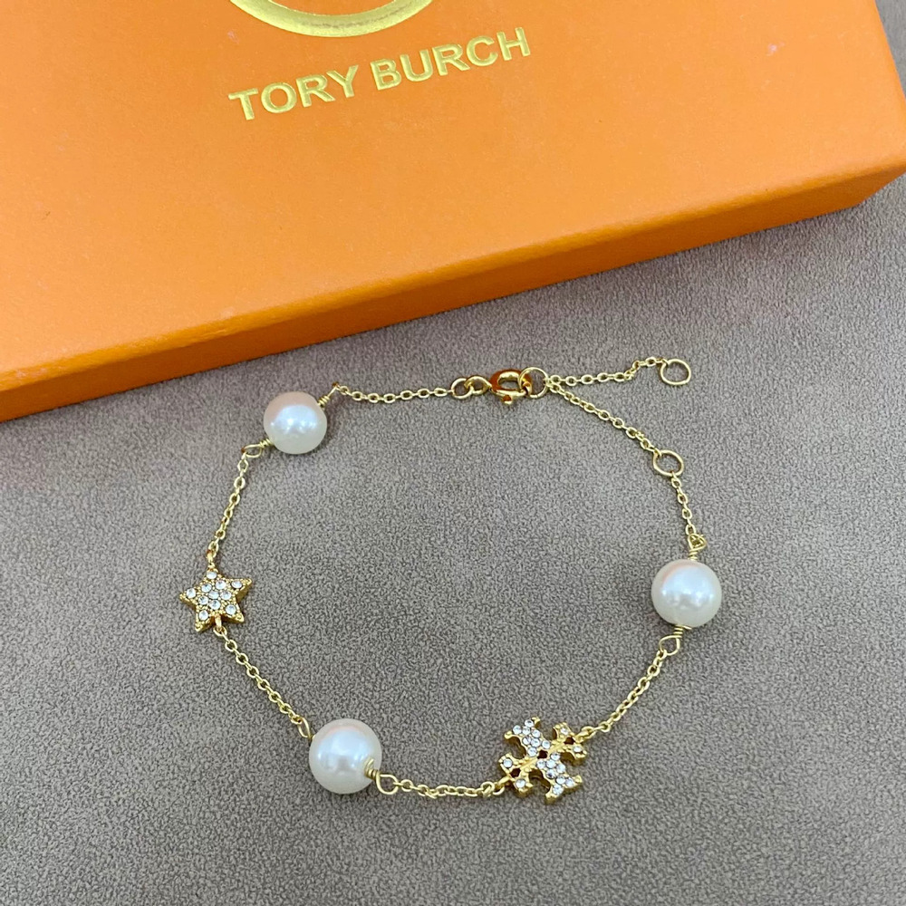 Tory Burch Rhinestone Pearl Star Heart Moon Metal Bracelet